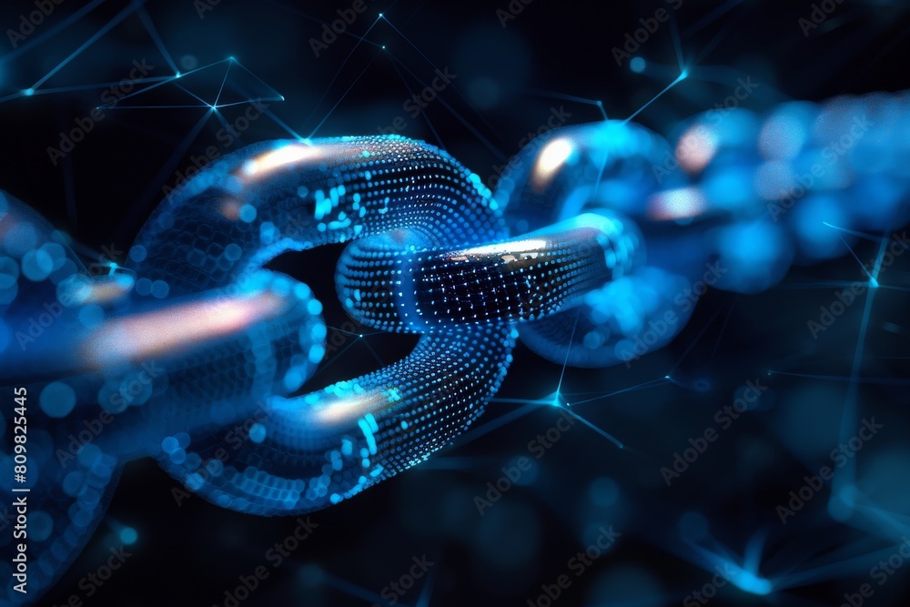 Aufkleber a visually striking representation of blockchain technology with glowing blue digital links on a dar