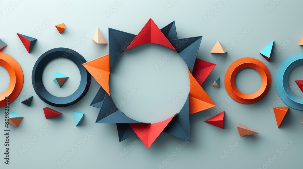 Poster geometric shapes forming a frame around a blank space for a symbol or text.