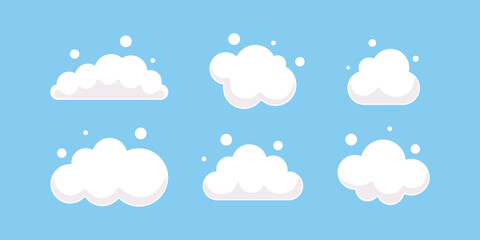 Set of abstract white cloud icons