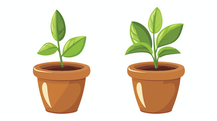 Leafs plant in pot decorative icon Vector illustration