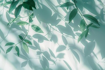minimal abstract background blurred plant shadows on white wall spring and summer concept photo