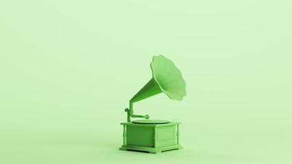 Green mint gramophone record player turntable old fashioned speaker traditional phonograph background 3d illustration render digital rendering © paul