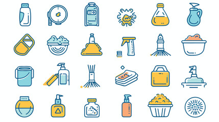 Line style icon set design Cleaning service items