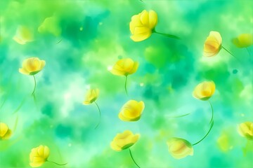 A seamless meadow of watercolor buttercups