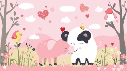 Love concept with cute animal design vector illustration
