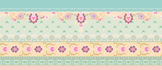 Textile Design and Digital Motif and Borders