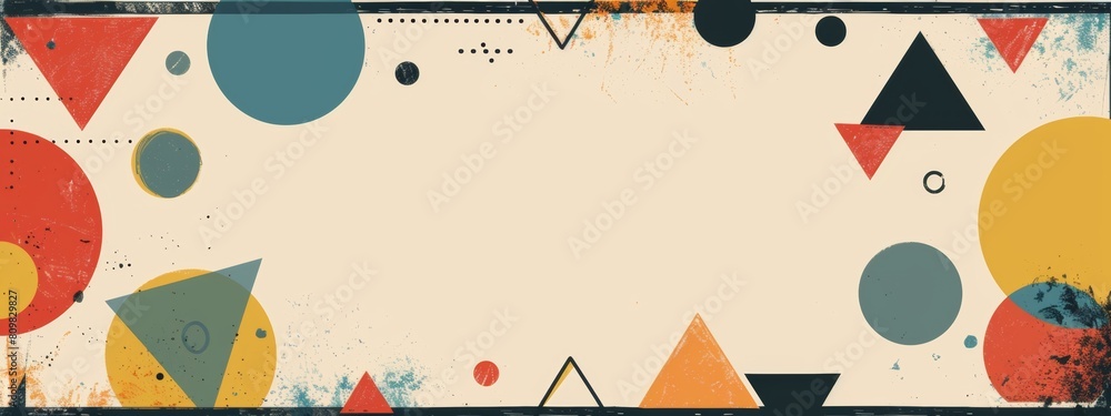 Poster geometric shapes forming a frame around a blank space for a symbol or text.