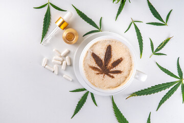 Cannabis hemp cbd coffee latte