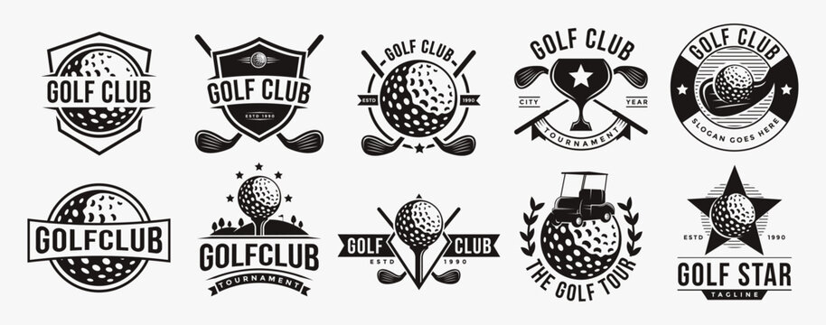 Set of vintage badge emblem Golf club, golf tournament logo vector icon on white background