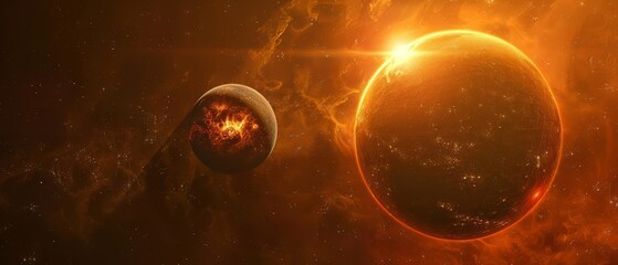An earthlike planet hosts dual suns, resulting in no natural darkness and a unique ecosystem adapted to constant light
