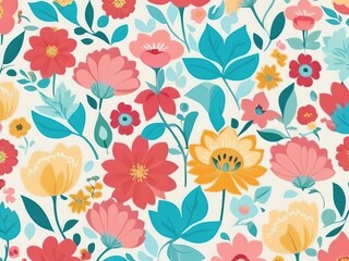 Obraz premium Flower Seamless pattern Scandinavian style floral rectangular. beautiful watercolor 