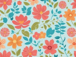 Seamless pattern flower Scandinavian style