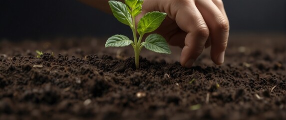 Expert hand of farmer checking soil health before growth a seed of vegetable or plant seedling, Business or ecology concept, analyze complex data sets in real-time, with a digital interface overlaid o