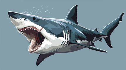 White shark with open mouth Vector illustration. vector