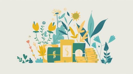 Banner design of financial literacy in minimal styles, educating on money management, illustration template for text