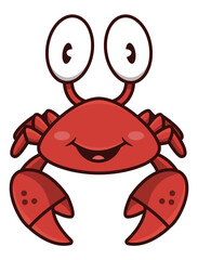 Big Red Crab cartoon characters with its claw. Best for sticker, logo, and mascot for seafood restaurant or summer themes