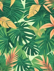 seamless pattern with leaves created with Generative AI technology