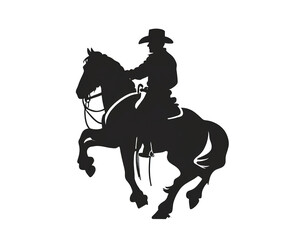 Fototapeta premium Cowboy silhouette riding a horse. Isolate background 