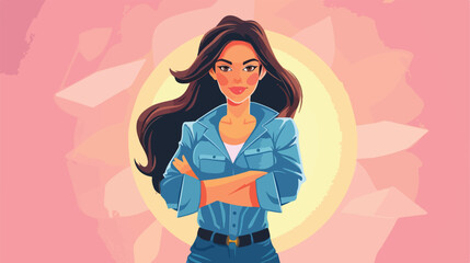 Woman with label powerful girl avatar character vector