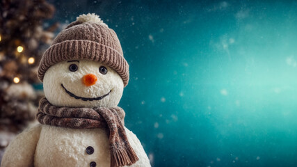 Banner di Natale- Paesaggio invernale con pupazzo di neve sorridente I
