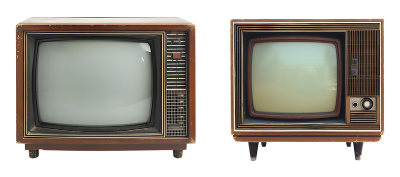 old retro TV set isolated png transparent background