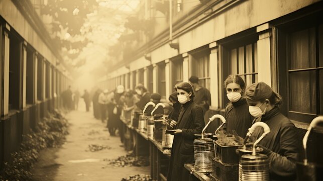 Historical Flu Ward Scene at Walter Reed Hospital During the Spanish Flu