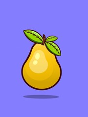 Shiny bright pear vactor illustration, fresh pear cartoon characters,pear vactor image with background 