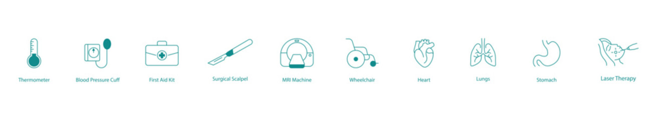 Advanced Medical Diagnostics and Treatment Equipment Icon Set