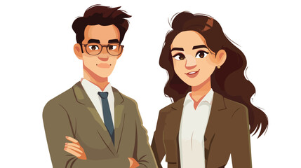 Young couple of business avatar character Vector illustration