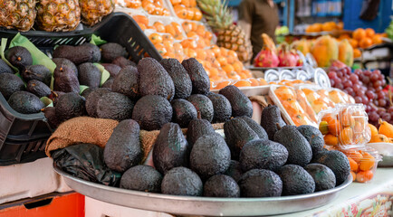 Bazaar selling summer fruits in shop showing plenty types of fruits and variations of choices