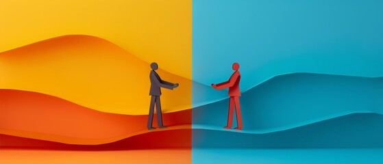 Creative paper art of strategic partnerships in minimal styles, complemented by a colorful banner