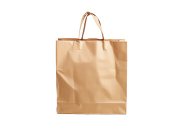Single Brown Paper Shopping Bag Isolated on White Transparent Background, PNG
