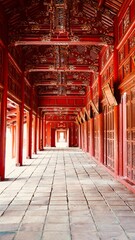 Hue Vietnam red wooden building architecture
