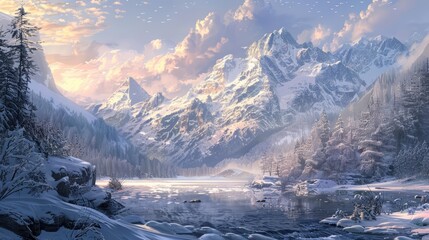 Featuring a snowy mountain landscape, this image is perfect for winter sports and travel destinations, inviting adventurous spirits