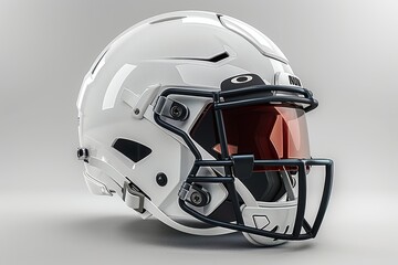 Fototapeta premium A sophisticated high-tech white football helmet with black details, highlighting modern sports design and optimal protection