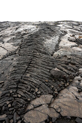 Volcano lava textures cracked on the ground at Big Island national park Hawaii USA
