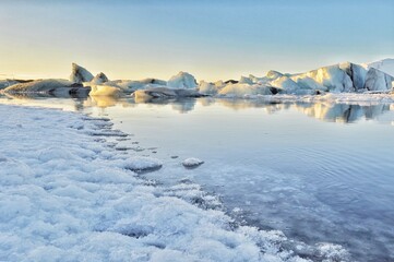 frozen lake in iceland. glacier lagoon