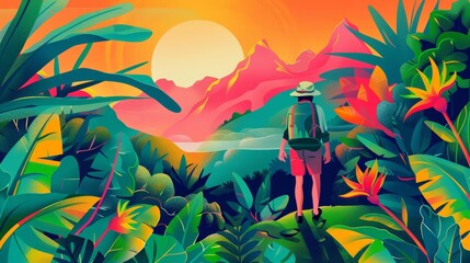 Journey through ecotravel options that combine adventure with responsibility, illustrated on a vibrant banner ready for exploration