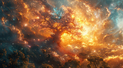 Fototapeta premium Creation and destruction, knowing that every moment is a new beginning. trusting in the inherent wisdom of the universe to guide your path towards fulfillment and enlightenment.