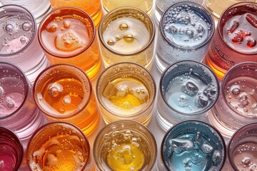 Various cold drink cups and ice balls professional advertising food photography