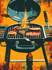 bbq illustration, fathers day grill, abbq illustration, fathers day grill, festive, food, bbq, bar-b-q, cooking, summer timeestive, food, bbq, bar-b-q, cooking, summer time