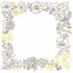 flower frame illustration, frame made of flowers, poster illustration, flower Wreath, background, poster, wedding, card,