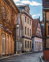 Scenic view of beautiful old buildings in Lauenburg, Germany