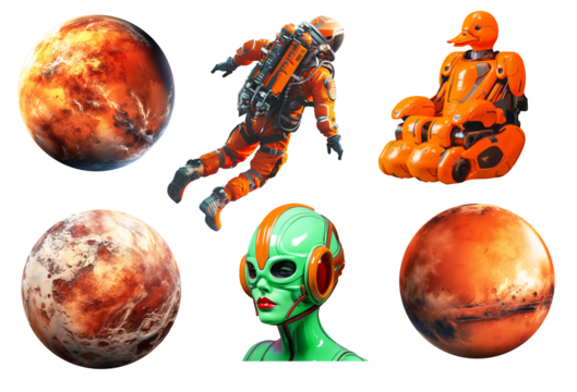 Fashion space set on png background