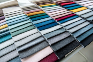 Top view palette of fabric for repair sofa