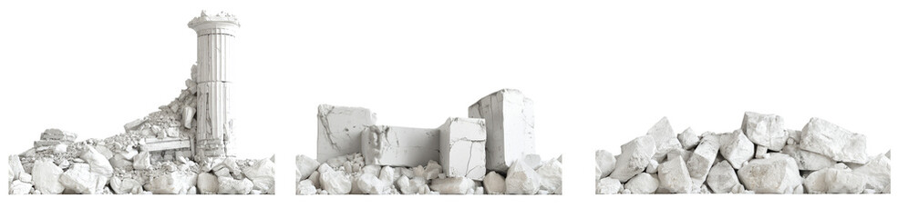 Set of seamless ancient ruins on png background 