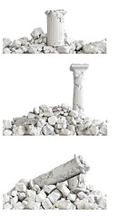Set of seamless ancient ruins on png background 