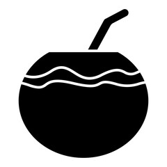 Coconut drink icon vector. Drinking fresh coconut on the beach sign and symbol.