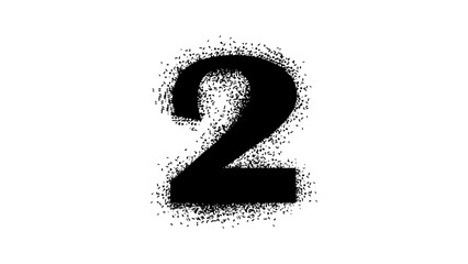 number 2 with Spray Paint Drips, black isolated silhouette