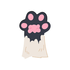 black cat paw cartoon. footprint puppy, kitten trace, track bear black cat paw sign. isolated symbol vector illustration